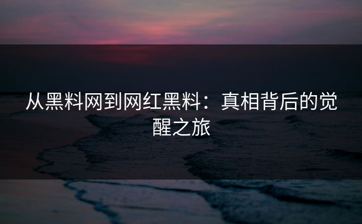 从黑料网到网红黑料：真相背后的觉醒之旅