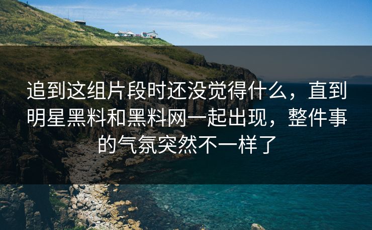 追到这组片段时还没觉得什么，直到明星黑料和黑料网一起出现，整件事的气氛突然不一样了