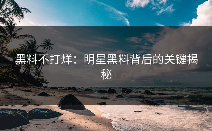 黑料不打烊：明星黑料背后的关键揭秘
