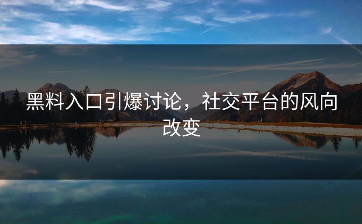 黑料入口引爆讨论，社交平台的风向改变