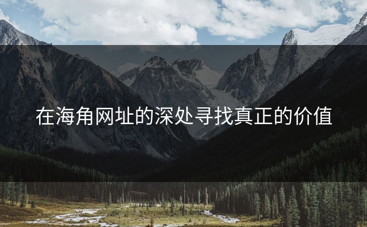 在海角网址的深处寻找真正的价值